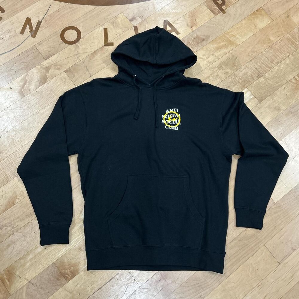Anti-social-social-club Men's Black and Yellow Hoodie